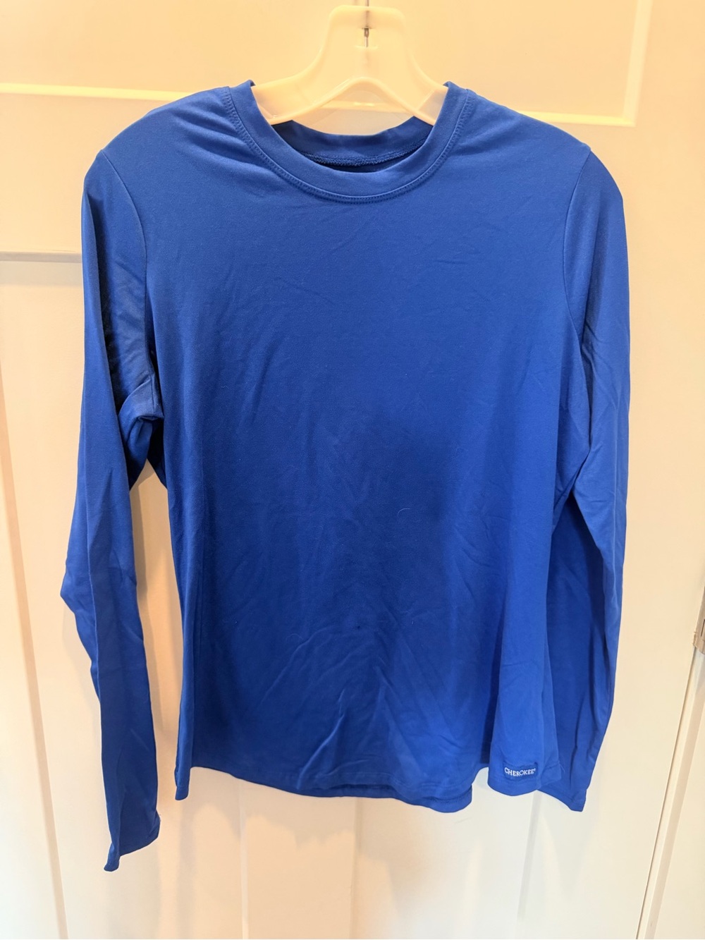 Cherokee Medical Uniforms Blue Long Sleeve Underscrub Top Small CK770 Stretch